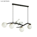 GobekUsa Postmodern Island Lamp Tree Branch Hanging Light with Glass Shades and Bird Deco – 4-Bulb Design