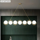 GobekUsa Postmodern Island Light Fixture: Wavy Metallic Hanging Lamp with Glass Shade