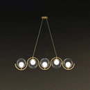 GobekUsa Postmodern Island Light Fixture: Wavy Metallic Hanging Lamp with Glass Shade