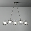 GobekUsa Postmodern Island Light Fixture: Wavy Metallic Hanging Lamp with Glass Shade