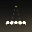 GobekUsa Postmodern Island Light Fixture: Wavy Metallic Hanging Lamp with Glass Shade