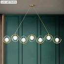 GobekUsa Postmodern Island Light Fixture: Wavy Metallic Hanging Lamp with Glass Shade