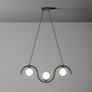 GobekUsa Postmodern Island Light Fixture: Wavy Metallic Hanging Lamp with Glass Shade