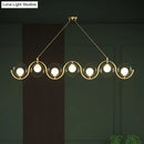 GobekUsa Postmodern Island Light Fixture: Wavy Metallic Hanging Lamp with Glass Shade