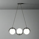 GobekUsa Postmodern Island Light Fixture: Wavy Metallic Hanging Lamp with Glass Shade