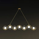 GobekUsa Postmodern Island Light Fixture: Wavy Metallic Hanging Lamp with Glass Shade