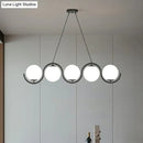 GobekUsa Postmodern Island Light Fixture: Wavy Metallic Hanging Lamp with Glass Shade