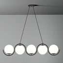 GobekUsa Postmodern Island Light Fixture: Wavy Metallic Hanging Lamp with Glass Shade
