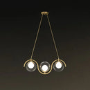 GobekUsa Postmodern Island Light Fixture: Wavy Metallic Hanging Lamp with Glass Shade