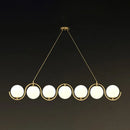 GobekUsa Postmodern Island Light Fixture: Wavy Metallic Hanging Lamp with Glass Shade
