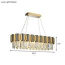 GobekUsa Postmodern K9 Crystal Linear Island Light with 10 Bulbs - Black and Gold Dining Room Hanging Lamp