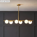 GobekUsa Postmodern Linear Island Lamp - Glass Pendant Light in Brass for Dining Room