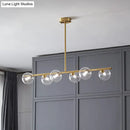 GobekUsa Postmodern Linear Island Lamp - Glass Pendant Light in Brass for Dining Room