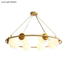 GobekUsa Postmodern Metal Chandelier with Frosted Glass Shades - 6/8 Lights, Brass Finish