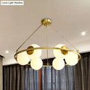 GobekUsa Postmodern Metal Chandelier with Frosted Glass Shades - 6/8 Lights, Brass Finish