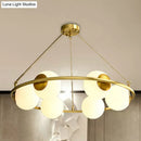 GobekUsa Postmodern Metal Chandelier with Frosted Glass Shades - 6/8 Lights, Brass Finish
