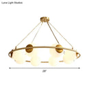 GobekUsa Postmodern Metal Chandelier with Frosted Glass Shades - 6/8 Lights, Brass Finish