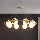 GobekUsa Postmodern Metal Chandelier with Frosted Glass Shades - 6/8 Lights, Brass Finish