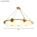 GobekUsa Postmodern Metal Chandelier with Frosted Glass Shades - 6/8 Lights, Brass Finish