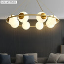 GobekUsa Postmodern Metal Chandelier with Frosted Glass Shades - 6/8 Lights, Brass Finish