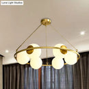 GobekUsa Postmodern Metal Chandelier with Frosted Glass Shades - 6/8 Lights, Brass Finish