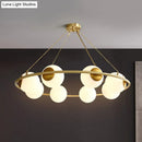 GobekUsa Postmodern Metal Chandelier with Frosted Glass Shades - 6/8 Lights, Brass Finish