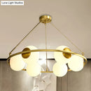 GobekUsa Postmodern Metal Chandelier with Frosted Glass Shades - 6/8 Lights, Brass Finish