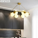 GobekUsa Postmodern Metal Chandelier with Frosted Glass Shades - 6/8 Lights, Brass Finish