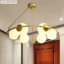 GobekUsa Postmodern Metal Chandelier with Frosted Glass Shades - 6/8 Lights, Brass Finish