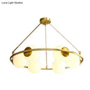 GobekUsa Postmodern Metal Chandelier with Frosted Glass Shades - 6/8 Lights, Brass Finish