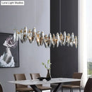 GobekUsa Postmodern Smoke Grey Glass Leaf Suspension Lamp – Gold Restaurant Island Light