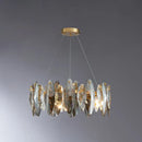 GobekUsa Postmodern Smoke Grey Glass Leaf Suspension Lamp – Gold Restaurant Island Light