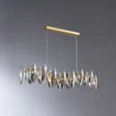 GobekUsa Postmodern Smoke Grey Glass Leaf Suspension Lamp – Gold Restaurant Island Light