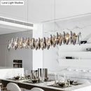 GobekUsa Postmodern Smoke Grey Glass Leaf Suspension Lamp – Gold Restaurant Island Light