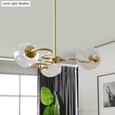 GobekUsa Postmodern Transparent Glass 3-Light Flush Mount Chandelier for Bedroom in Brass