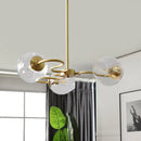 GobekUsa Postmodern Transparent Glass 3-Light Flush Mount Chandelier for Bedroom in Brass