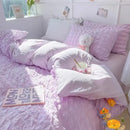 GobekUsa Princess Bedding Set - French Style Wash Cotton, Solid Color Summer Soft Set