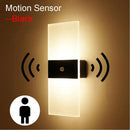 Modern black rechargeable wall light bedroom frosted glass sconce