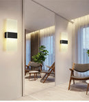 Modern black rechargeable wall light bedroom frosted glass sconce