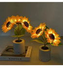Sunflower yellow and blue led night light bedroom decor by Decorbites