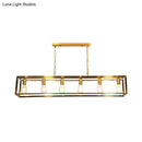 GobekUsa Rectangle Island Pendant: Black/Brass, Classic Metal, 5/6 Bulbs - Perfect for Dining Room Ceiling Lighting