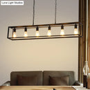 GobekUsa Rectangle Island Pendant: Black/Brass, Classic Metal, 5/6 Bulbs - Perfect for Dining Room Ceiling Lighting