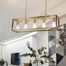 GobekUsa Rectangle Island Pendant: Black/Brass, Classic Metal, 5/6 Bulbs - Perfect for Dining Room Ceiling Lighting