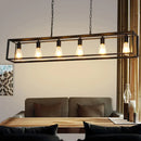 GobekUsa Rectangle Island Pendant: Black/Brass, Classic Metal, 5/6 Bulbs - Perfect for Dining Room Ceiling Lighting