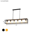 GobekUsa Rectangle Island Pendant: Black/Brass, Classic Metal, 5/6 Bulbs - Perfect for Dining Room Ceiling Lighting