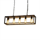 GobekUsa Rectangle Island Pendant: Black/Brass, Classic Metal, 5/6 Bulbs - Perfect for Dining Room Ceiling Lighting