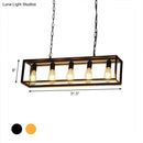 GobekUsa Rectangle Island Pendant: Black/Brass, Classic Metal, 5/6 Bulbs - Perfect for Dining Room Ceiling Lighting