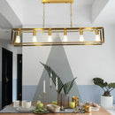 GobekUsa Rectangle Island Pendant: Black/Brass, Classic Metal, 5/6 Bulbs - Perfect for Dining Room Ceiling Lighting