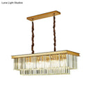 GobekUsa Rectangular 2-Tier Crystal Pendant Light: Artistic Island Hanging Fixture for Living Room