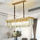 GobekUsa Rectangular 2-Tier Crystal Pendant Light: Artistic Island Hanging Fixture for Living Room